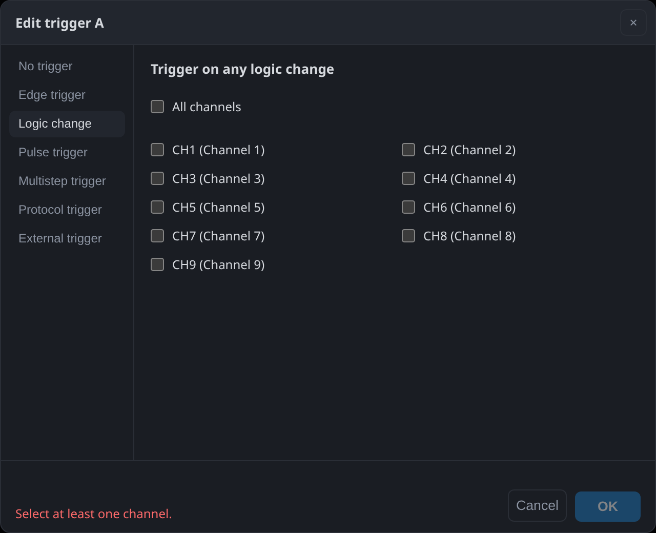 The logic change tab