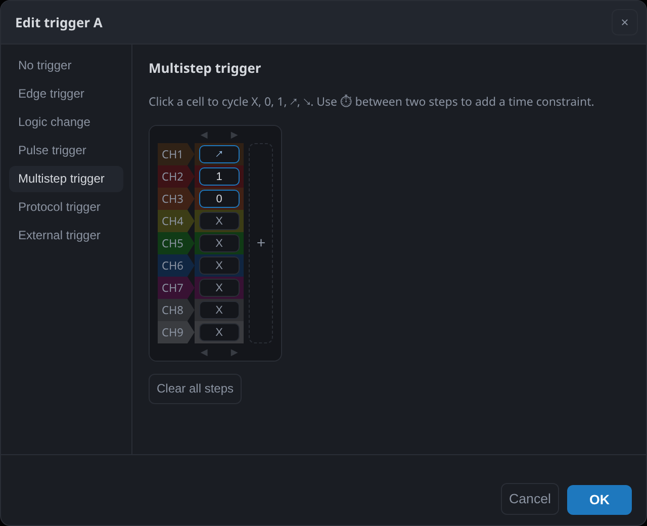The multistep trigger tab